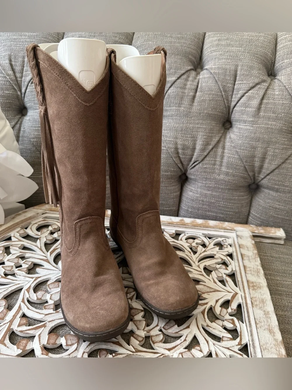 Ariat Brown Suede Leather Fringe Boots Women’s 8